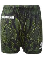House Of Holland Snakeskin Print Swim Shorts, Adult Unisex, Size: Medium, Green, Polyester