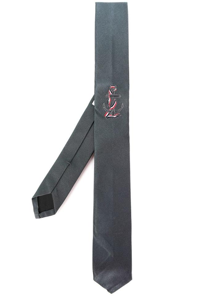 Thom Browne Anchor Icon Necktie In Silk - Grey