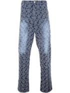 Telfar Embroidered Logo Wide Leg Jeans, Men's, Size: Xxl, Blue, Cotton