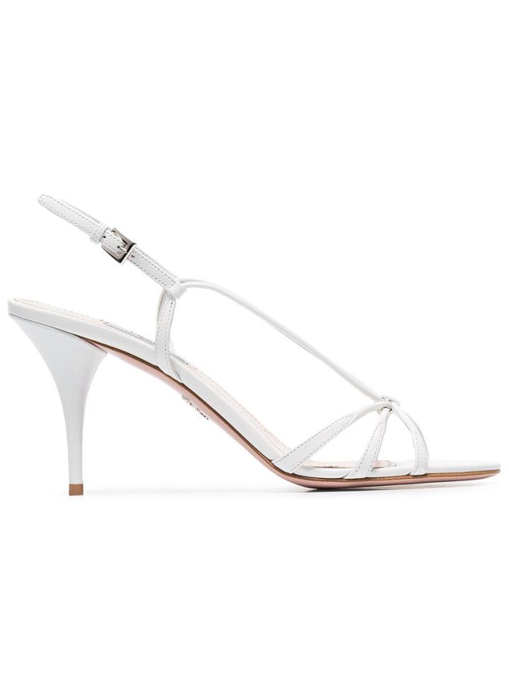 Prada White 85 Leather Slingback Sandals