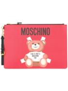 Moschino - Toy Bear Paper Cut Out Clutch - Women - Leather - One Size, Women's, Pink/purple, Leather