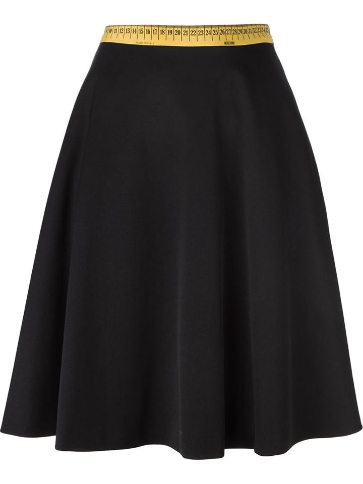 Moschino Tape Measure Skirt, Women's, Size: 42, Black, Silk/acetate/rayon/virgin Wool