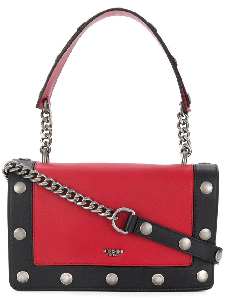 Moschino Square Studded Shoulder Bag - Red