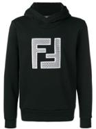 Fendi Embroidered Ff Logo Hoodie - Black