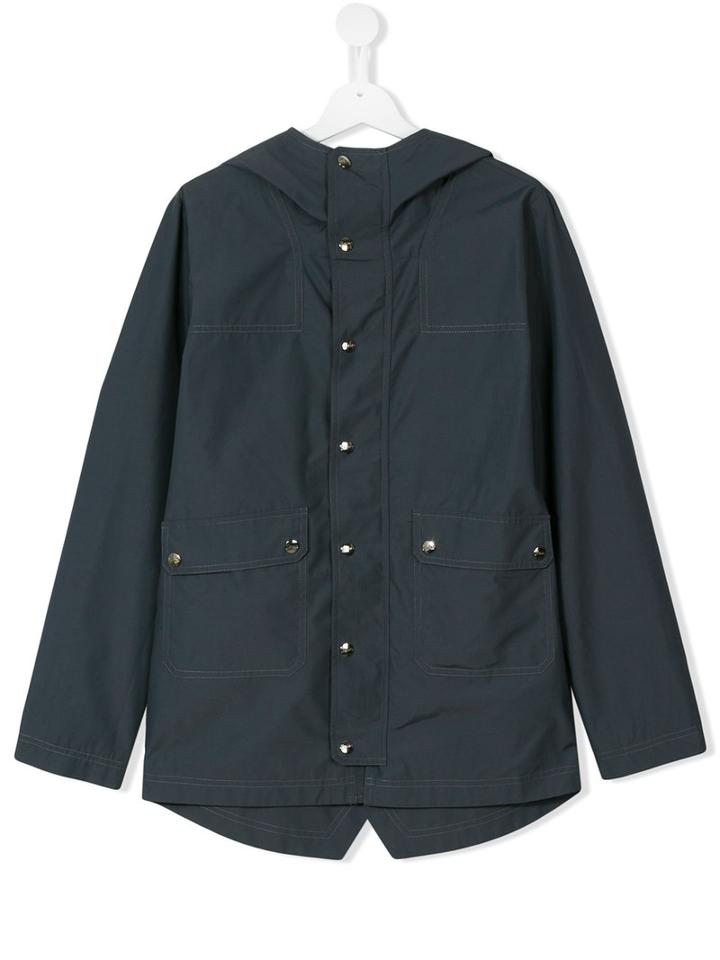 Herno Kids - Teen Hooded Rain Jacket - Kids - Cotton/polyamide - 14 Yrs, Girl's, Blue