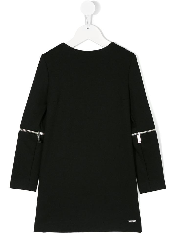 Dsquared2 Kids - Zip Detail Sleeve Dress - Kids - Rayon/nylon/spandex/elastane - 8 Yrs, Black