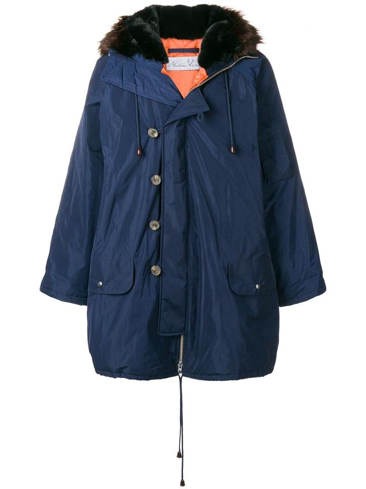 Martine Rose Hooded Button Parka - Blue