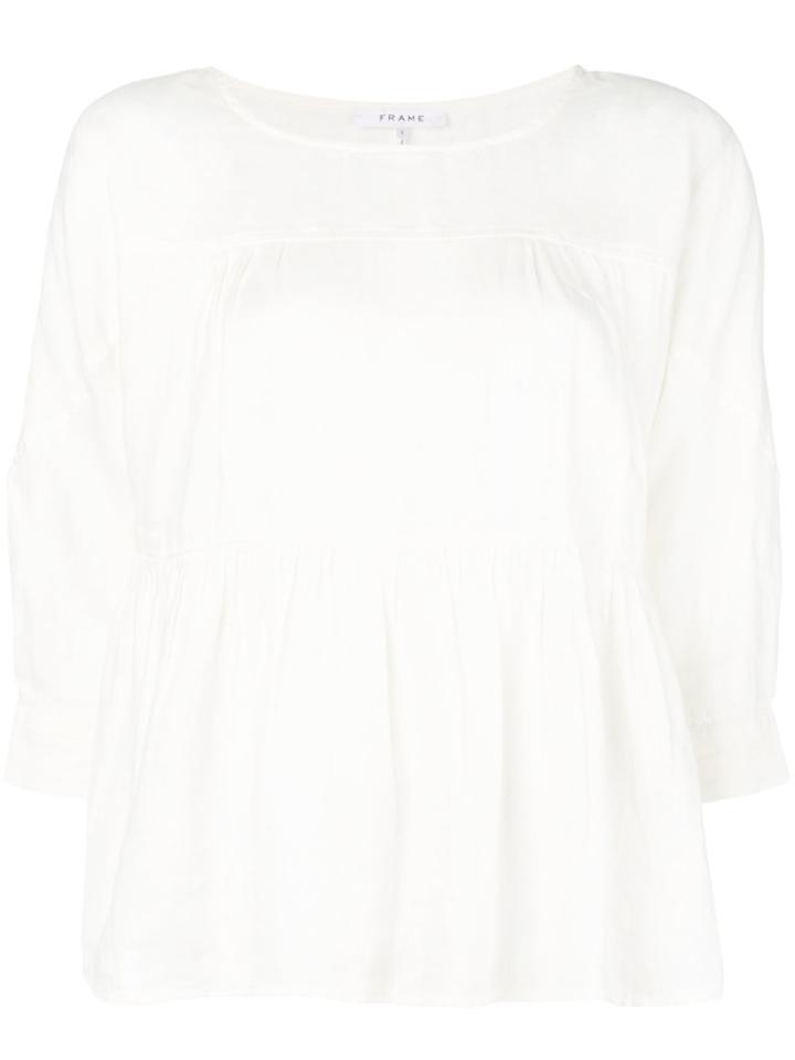 Frame Denim Flared Peplum Blouse - White
