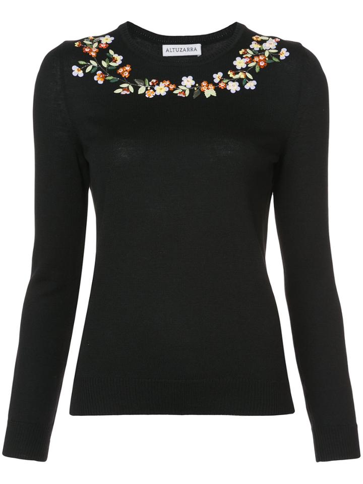 Altuzarra Floral Embroidered Sweater - Black