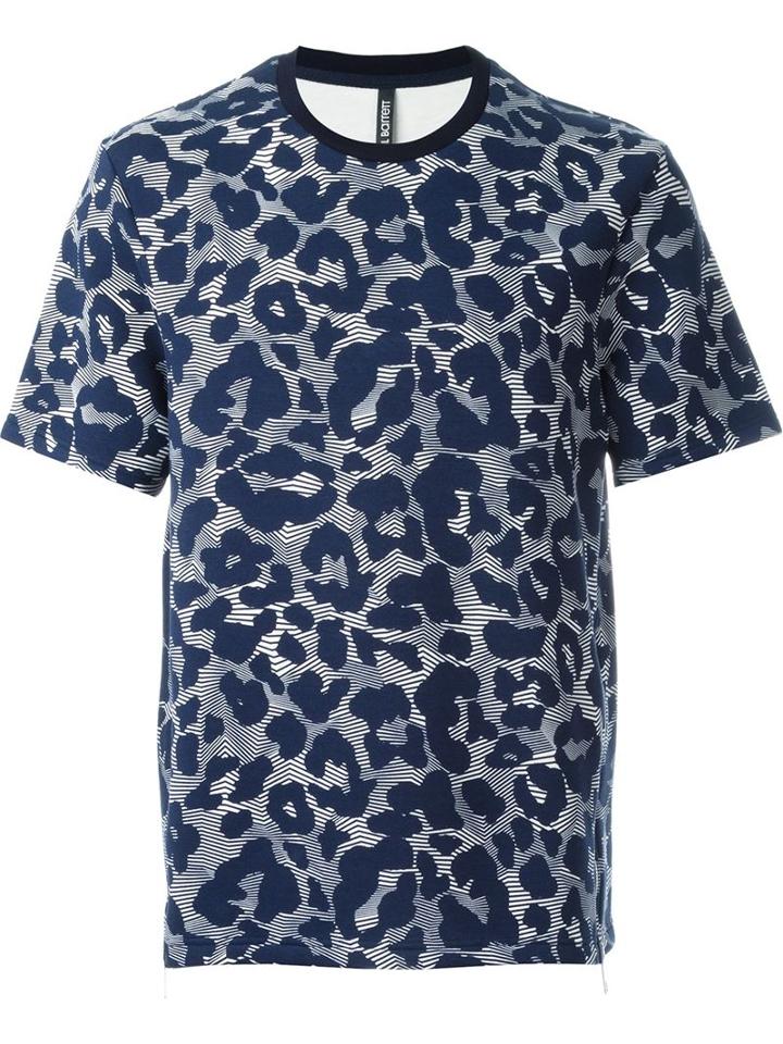 Neil Barrett Graphic Animal Print T-shirt, Men's, Size: Small, Blue, Viscose/lyocell/spandex/elastane/cotton
