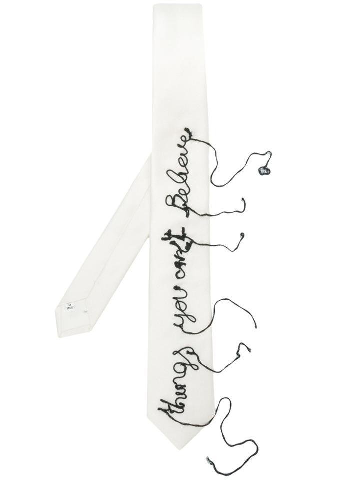 Maison Margiela Things You Can't Believe Embroidered Tie - White