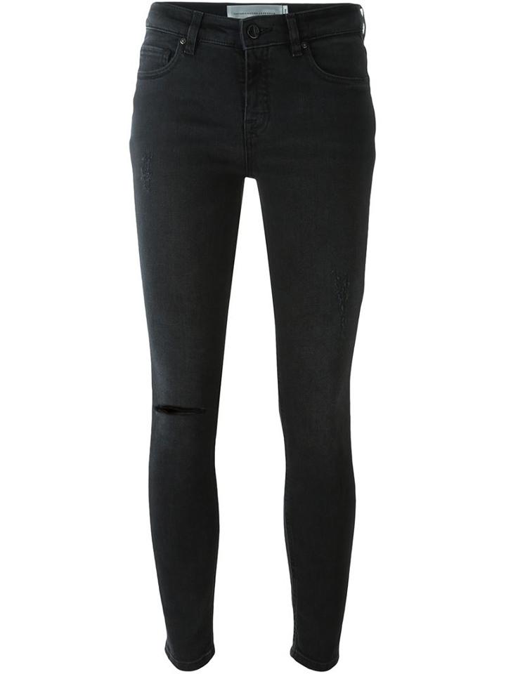 Victoria Victoria Beckham Ripped Skinny Jeans, Women's, Size: 28, Black, Cotton/spandex/elastane