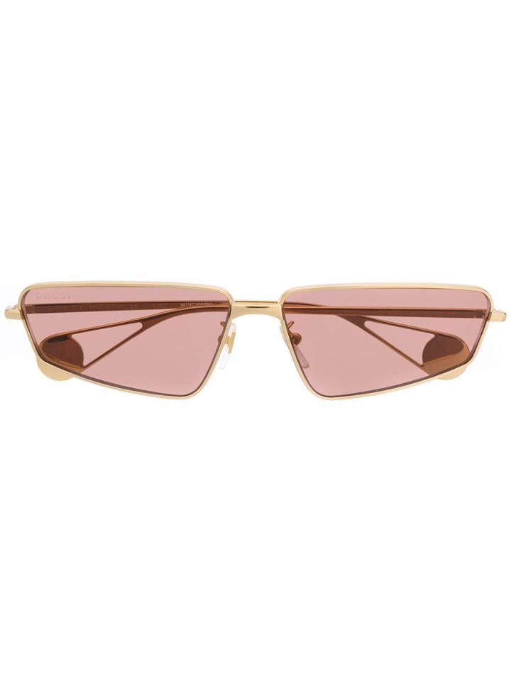 Gucci Eyewear Rectangular Frame Sunglasses - Gold