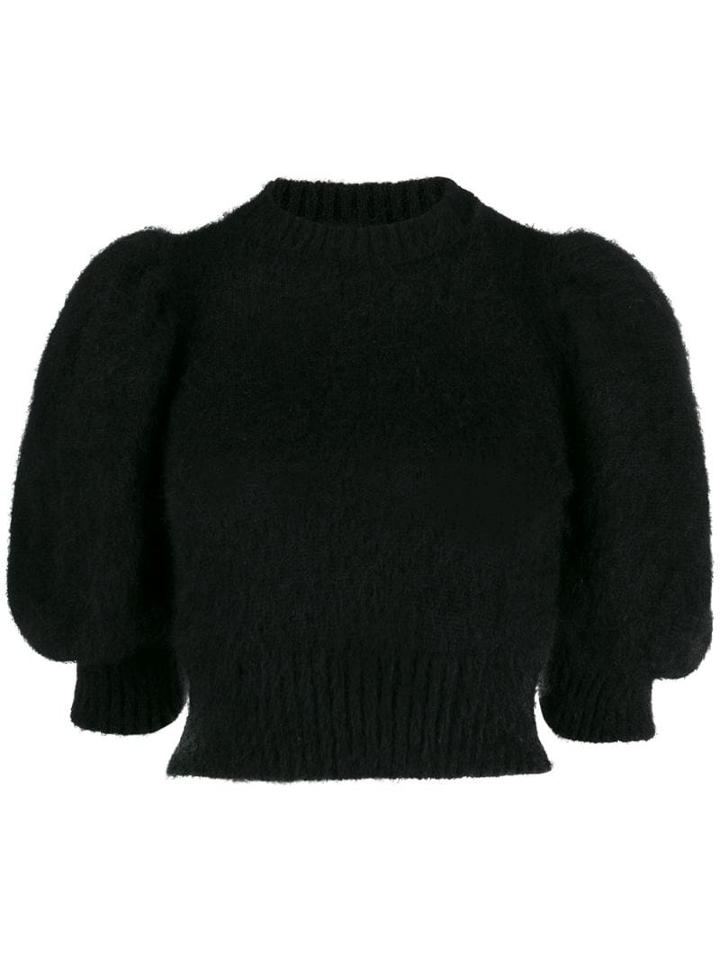 Wandering Cropped Short-sleeve Top - Black