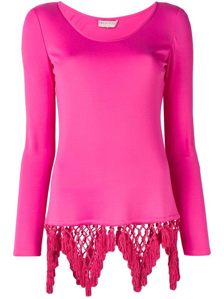 Emilio Pucci Macramé Fringed Hem Top - Pink