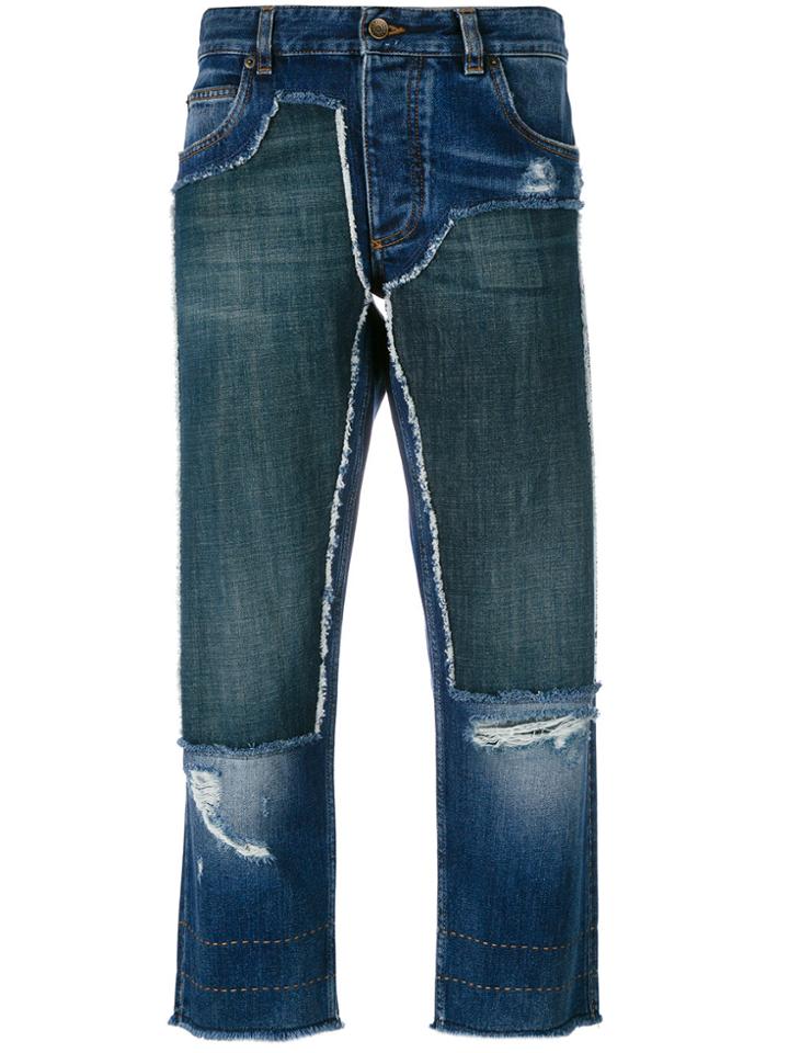 Dolce & Gabbana Cropped Patch Jeans - Blue