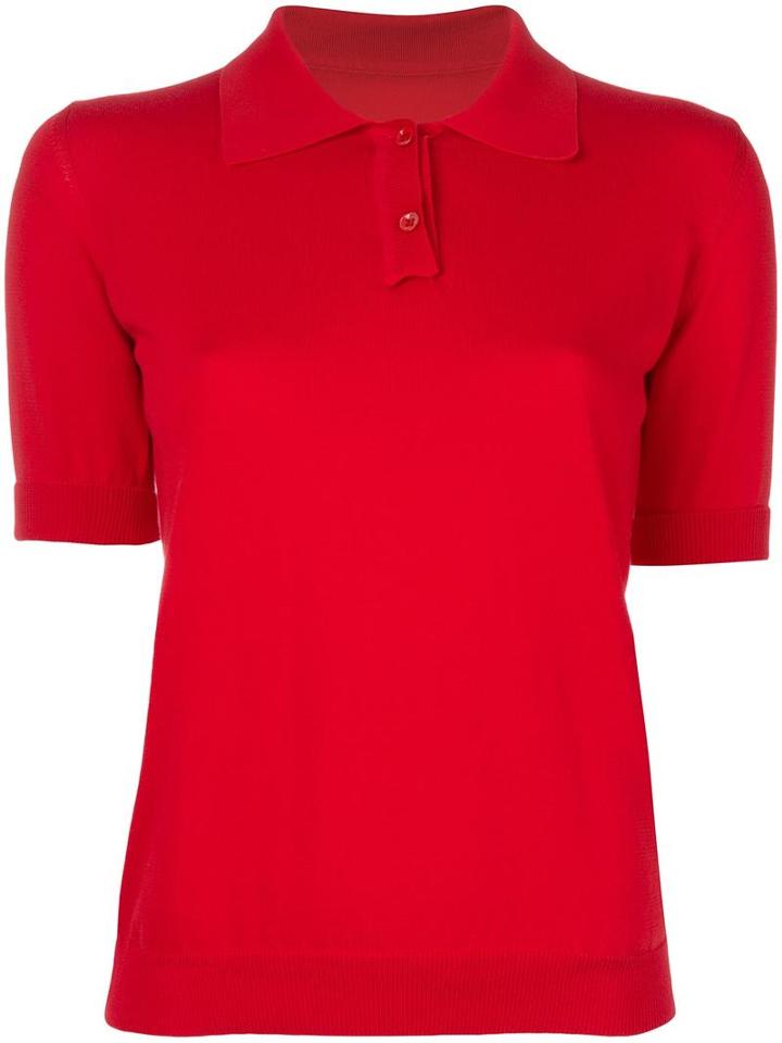 Maison Margiela Knitted Polo Top, Women's, Size: Xs, Red, Cotton