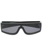 Valentino Eyewear Vltn Logo Wrap Shield Sunglasses - Black