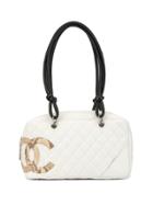 Chanel Pre-owned Cambon Line Diamond Quilted Tote - White