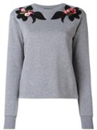 Dolce & Gabbana Embroidered Flower Sweatshirt, Women's, Size: 42, Grey, Cotton
