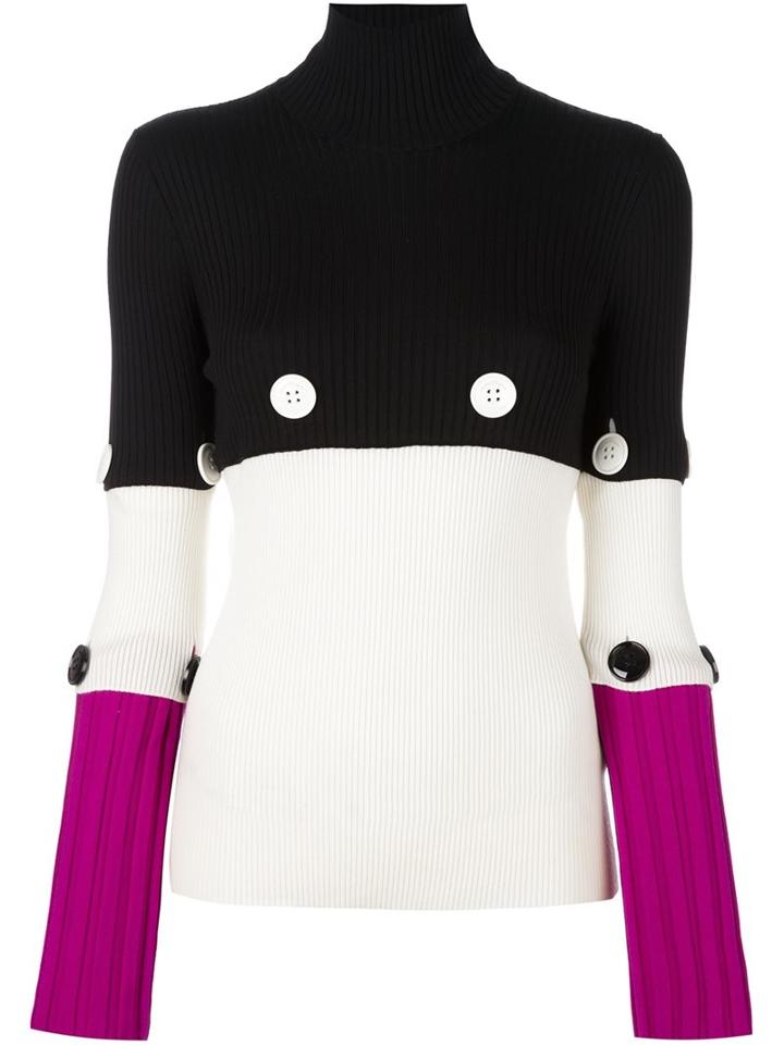 Salvatore Ferragamo Colour Block Jumper, Women's, Size: Small, Black, Virgin Wool