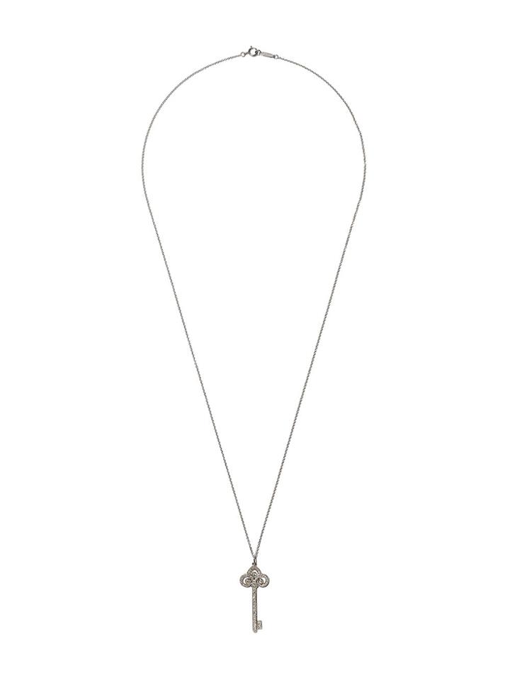 Tiffany & Co Tiffany Keys Fleur De Lis Diamond Key Pendant - Metallic