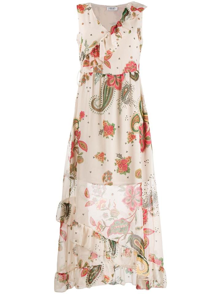 Liu Jo Floral Ruffle Dress - Neutrals