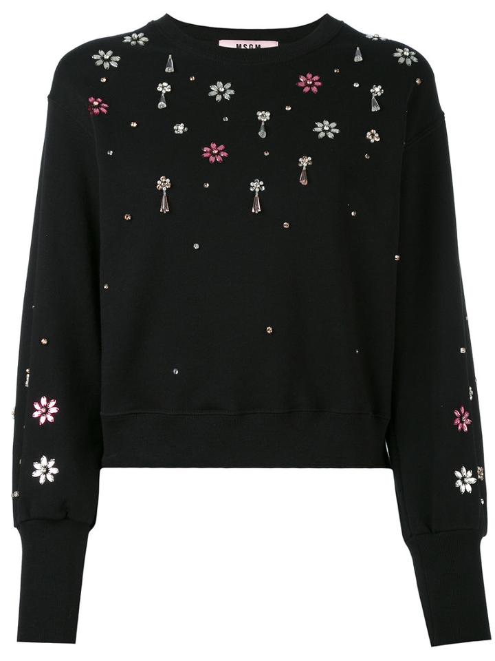 Msgm - Metallic Stripes Sweatshirt - Women - Cotton - L, Black, Cotton