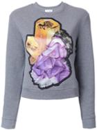 Carven Crystal Motif Sweatshirt, Women's, Size: Medium, Grey, Cotton/polyester