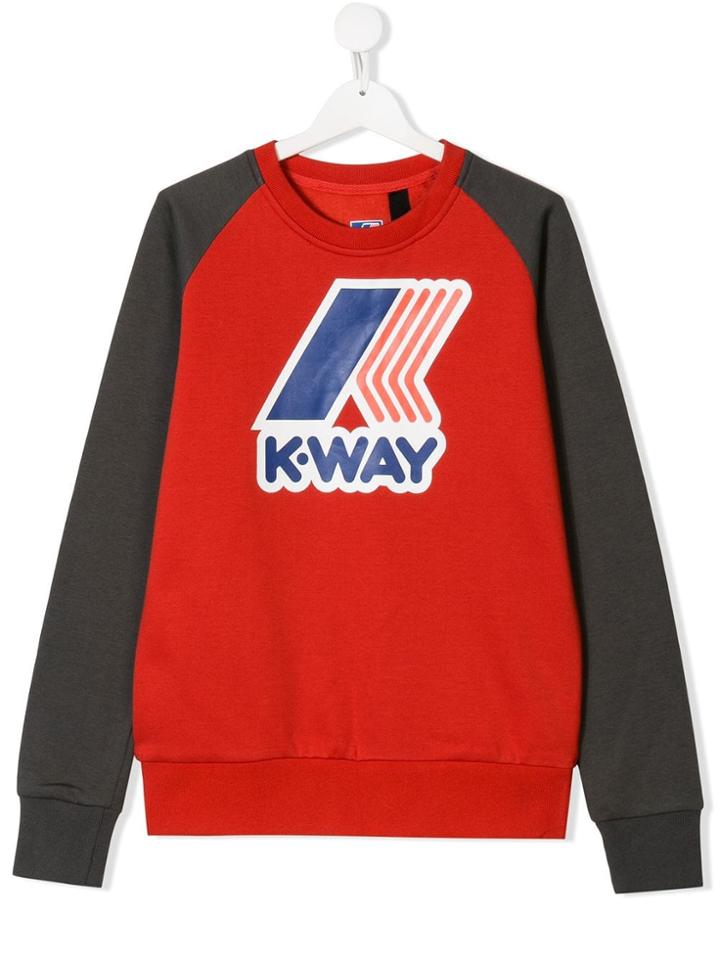 K Way Kids Logo Print Sweatshirt - Red
