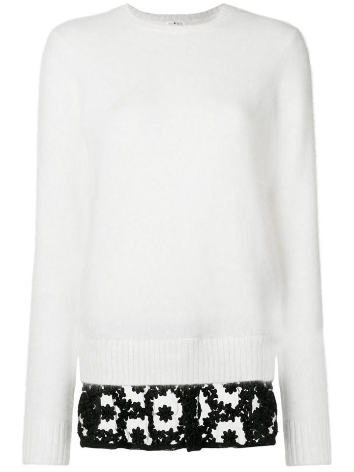 Comme Des Garçons Noir Kei Ninomiya Round Neck Jumper - White