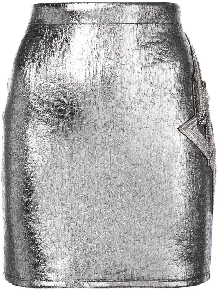 Balmain Patch Mini Skirt - Metallic