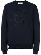 Msgm Embroidered Logo Sweatshirt, Men's, Size: Xs, Blue, Cotton