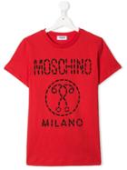 Moschino Kids Teen Stitched Logo Print T-shirt - Red