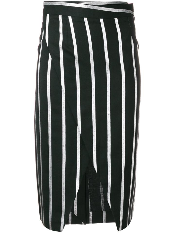 Each X Other Striped Wrap-front Pencil Skirt - Black