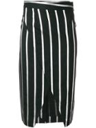 Each X Other Striped Wrap-front Pencil Skirt - Black