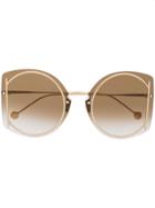 Salvatore Ferragamo Eyewear Oversized Frame Sunglasses - Gold
