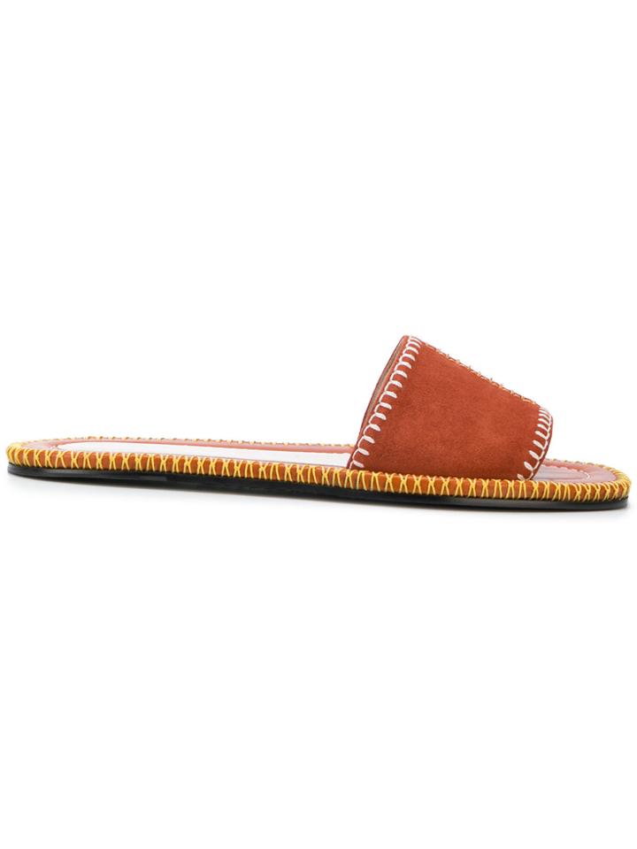 Carven Whipstitch Detail Sandals - Yellow & Orange