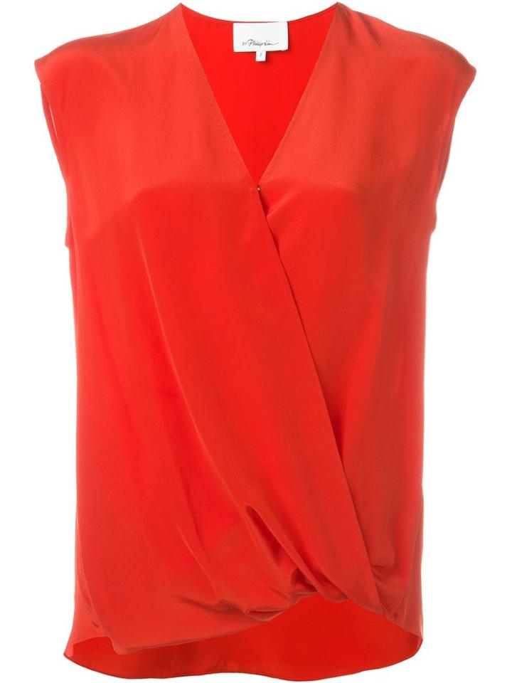 3.1 Phillip Lim Draped Top, Women's, Size: 2, Red, Silk