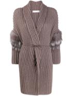 Fabiana Filippi Belted Ribbed Cardigan - Brown