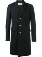 Saint Laurent Military Button Coat, Men's, Size: 56, Blue, Wool/silk/cotton