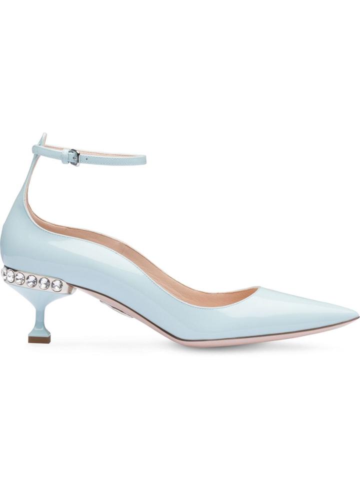 Miu Miu Crystal Embellished Pumps - Blue