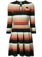Fendi - Knitted Dress With Flower Brooch - Women - Nylon/polyester/wool - 40, Black, Nylon/polyester/wool