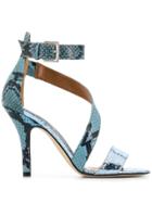 Paris Texas Snake Skin Effect Sandals - Blue