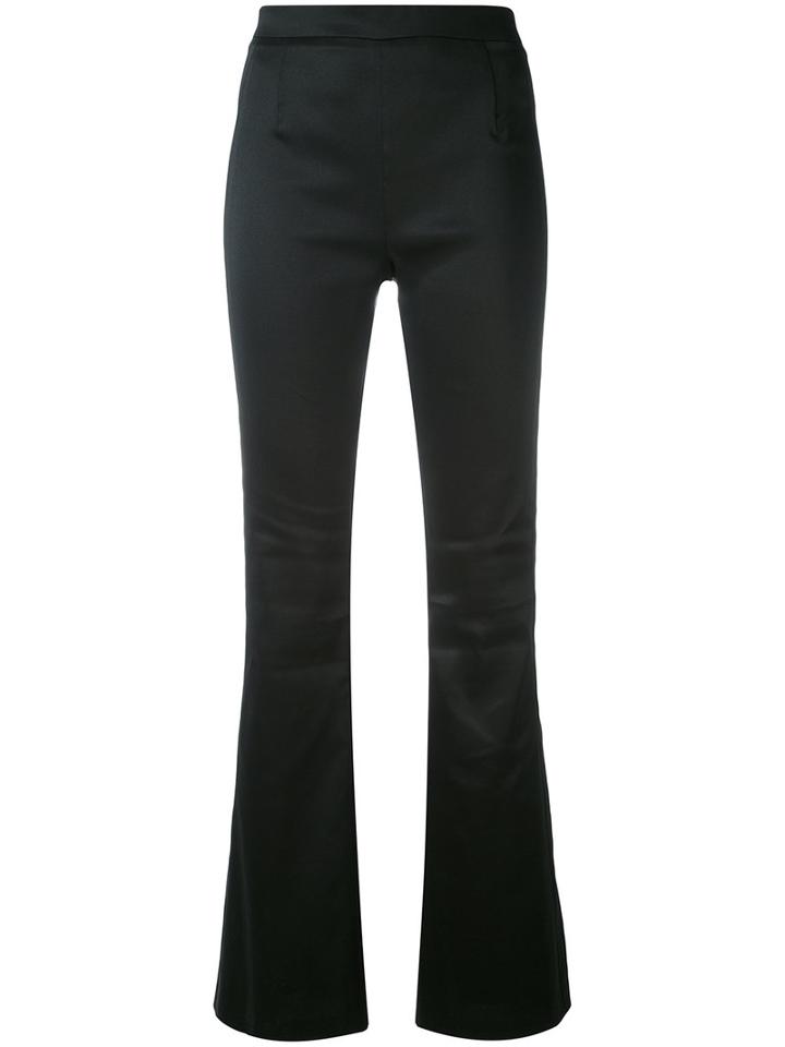 Pierre Balmain - Satin Slim Flared Trousers - Women - Polyester - 26, Black, Polyester