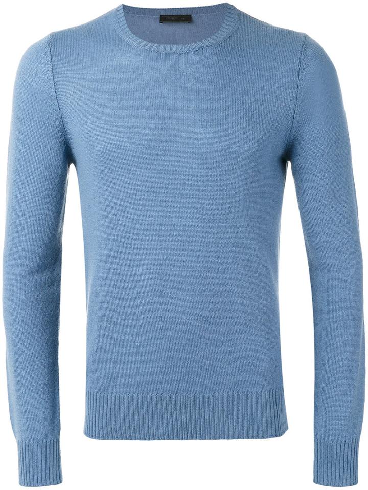 Prada Crew Neck Jumper, Men's, Size: 46, Blue, Cashmere