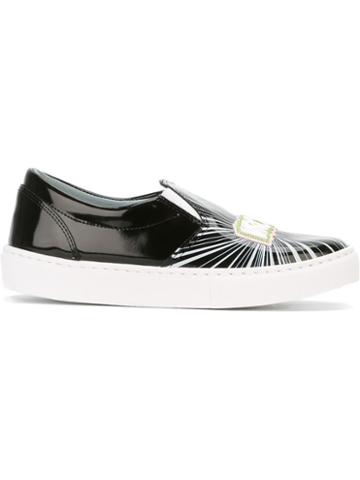 Chiara Ferragni Vroom Slip-on Sneakers, Women's, Size: 36, Black, Patent Leather/leather/rubber