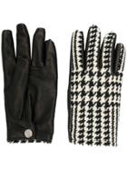 Alexander Mcqueen Houndstooth Panel Gloves - Black