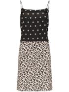 Sandy Liang Lara Polka Dot Leopard Print Dress - Black