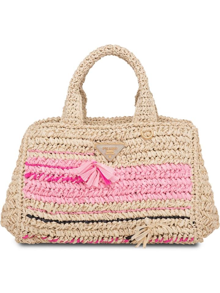 Prada Raffia Handbag - Neutrals